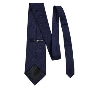 IVY CREW Classics Men's Silk Polka Dot Necktie Navy Blue Hand Made Business
